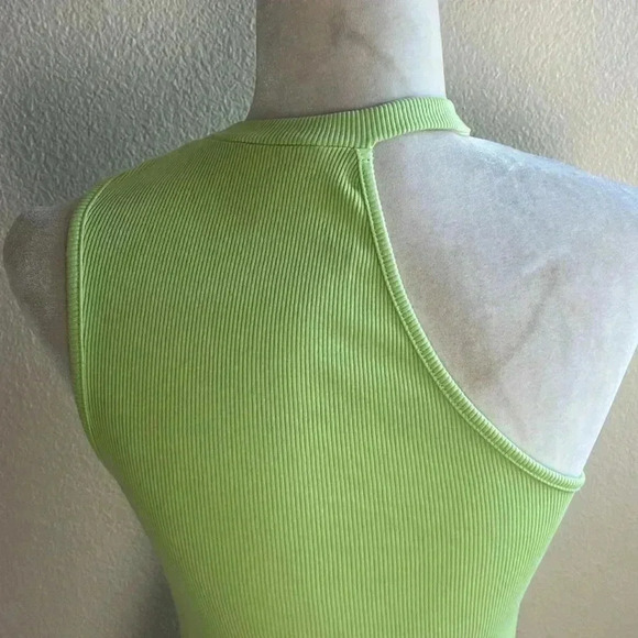 ZARA ASYMMETRIC GREEN RIBBED CROP TOP‎ BLOGGERS FAV SIZE SMALL - Picture 9 of 10